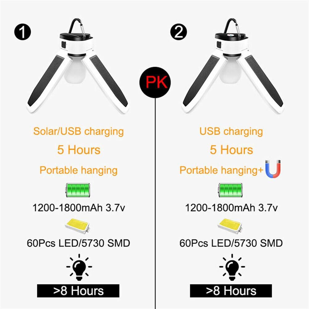 Solar 60 Led Tent Light Led Rechargeable Lamp Power Outage Portable Emergency Camping Light With 2400mah Power Bank