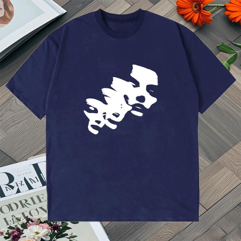 Summer Style Short-Sleeve T-Shirt with Face Print Loose Cotton Loose Trend Fashion Oversized Tee