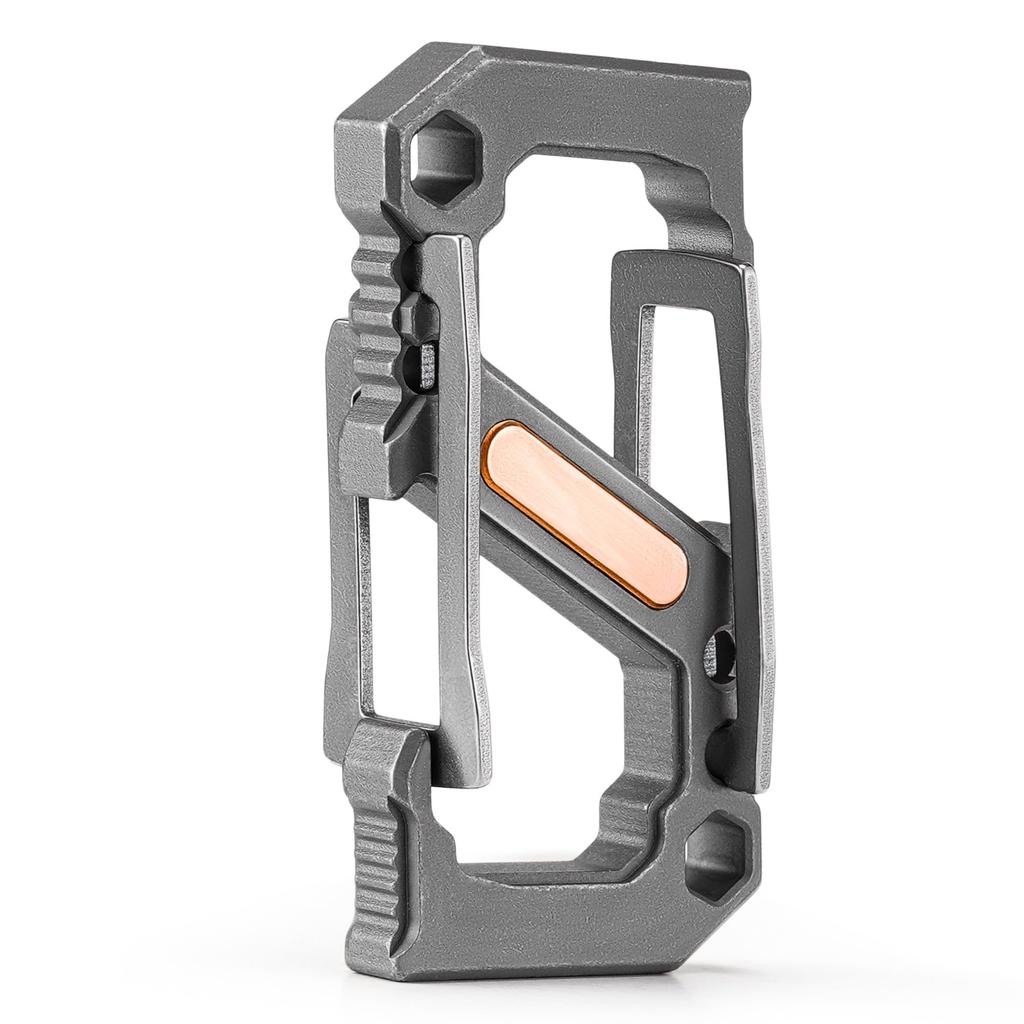 KeyUnity KU07 Titanium Slide Lock Carabiner Multifunctional Manual Screwdriver Quick Release Carabiner Bottle Opener EDC Military Titanium Tactical