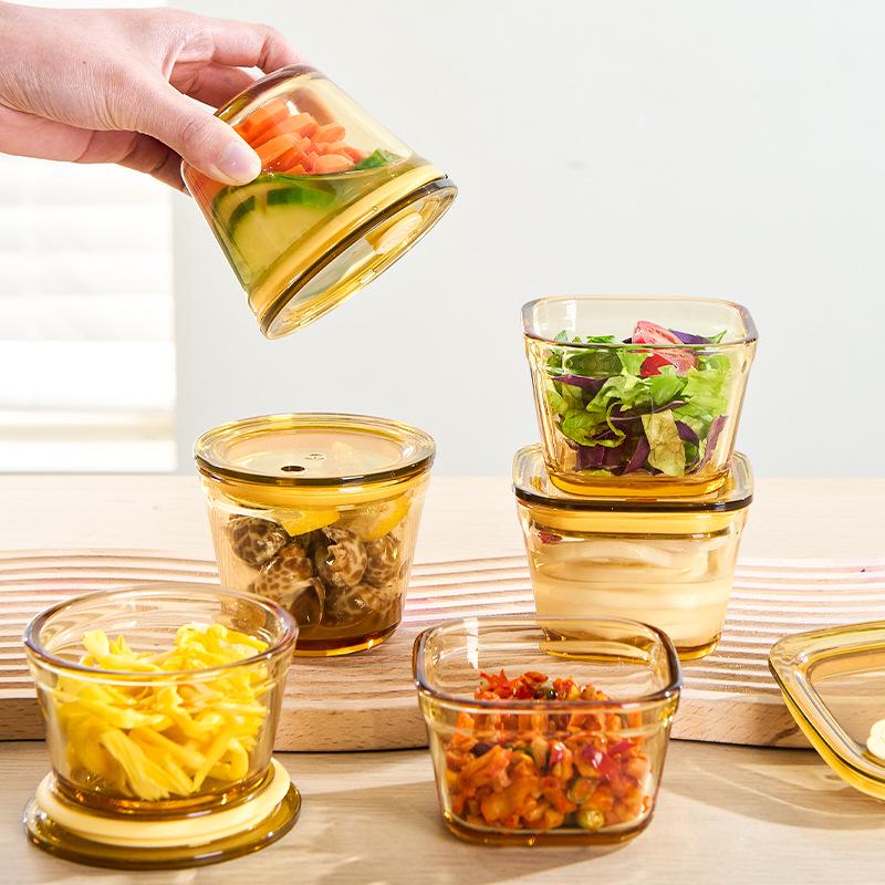 Compact High Borosilicate Glass Container with Internal Vacuum Seal, Perfect for Seasonings, Pickles, Rice, and Microwave Use