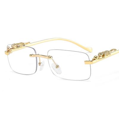 Randlose quadratische Sonnenbrille Damen Herren Luxusmarke Designer Beliebt Reise Fahren Metall Leopardenkopf Sonnenbrille Schatten Brillen