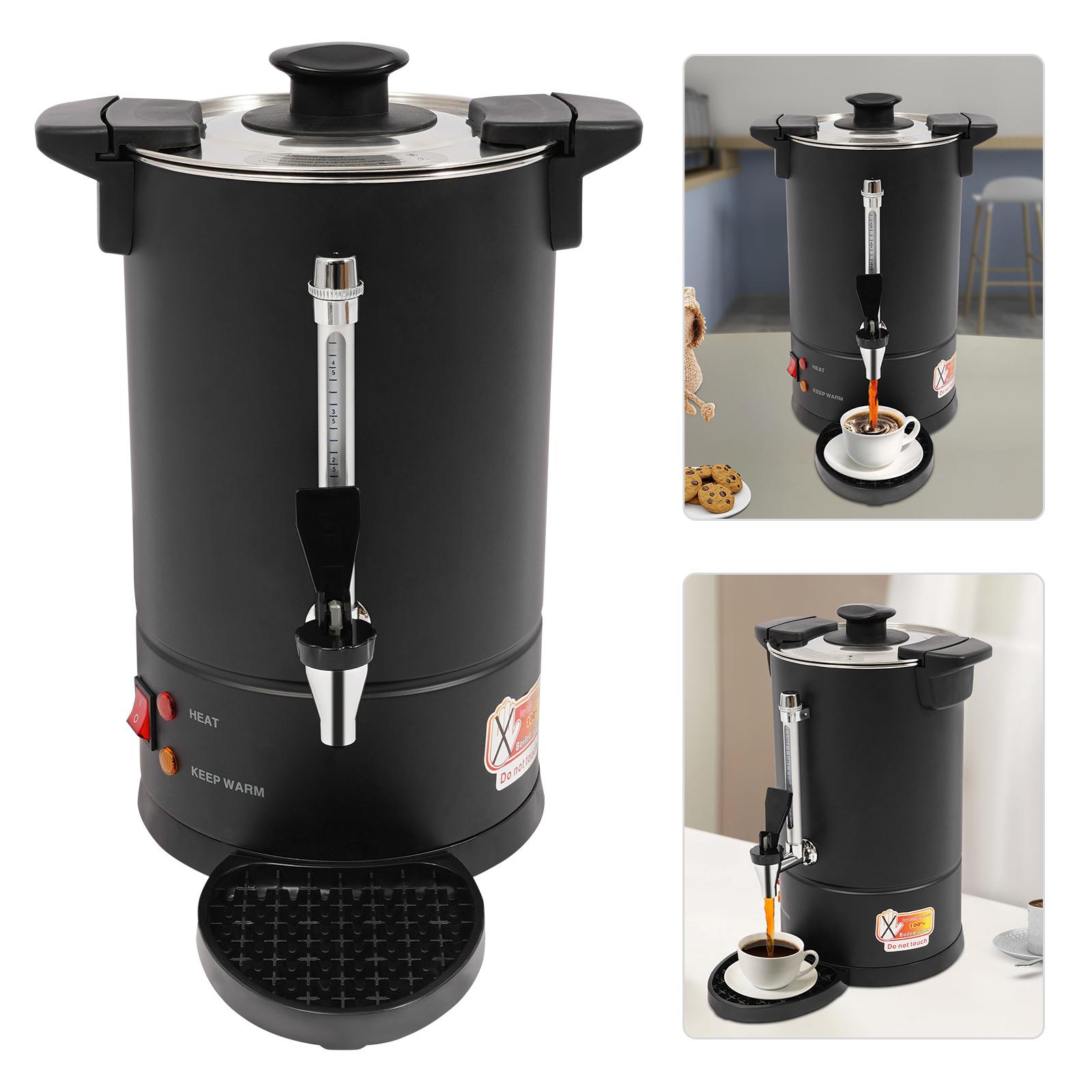 

8L Stainless Steel Coffee Urn,Black Round Tabletop Hot Water Dispenser 20.5*34.5cm for Restaurants,Offices чёрный