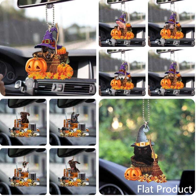 Halloween Pumpkin Cat And Dog Car Hanging Decoration For Home Acrylic Material Cartoon Style In 10 Colors) Perfect For Cross-border Export