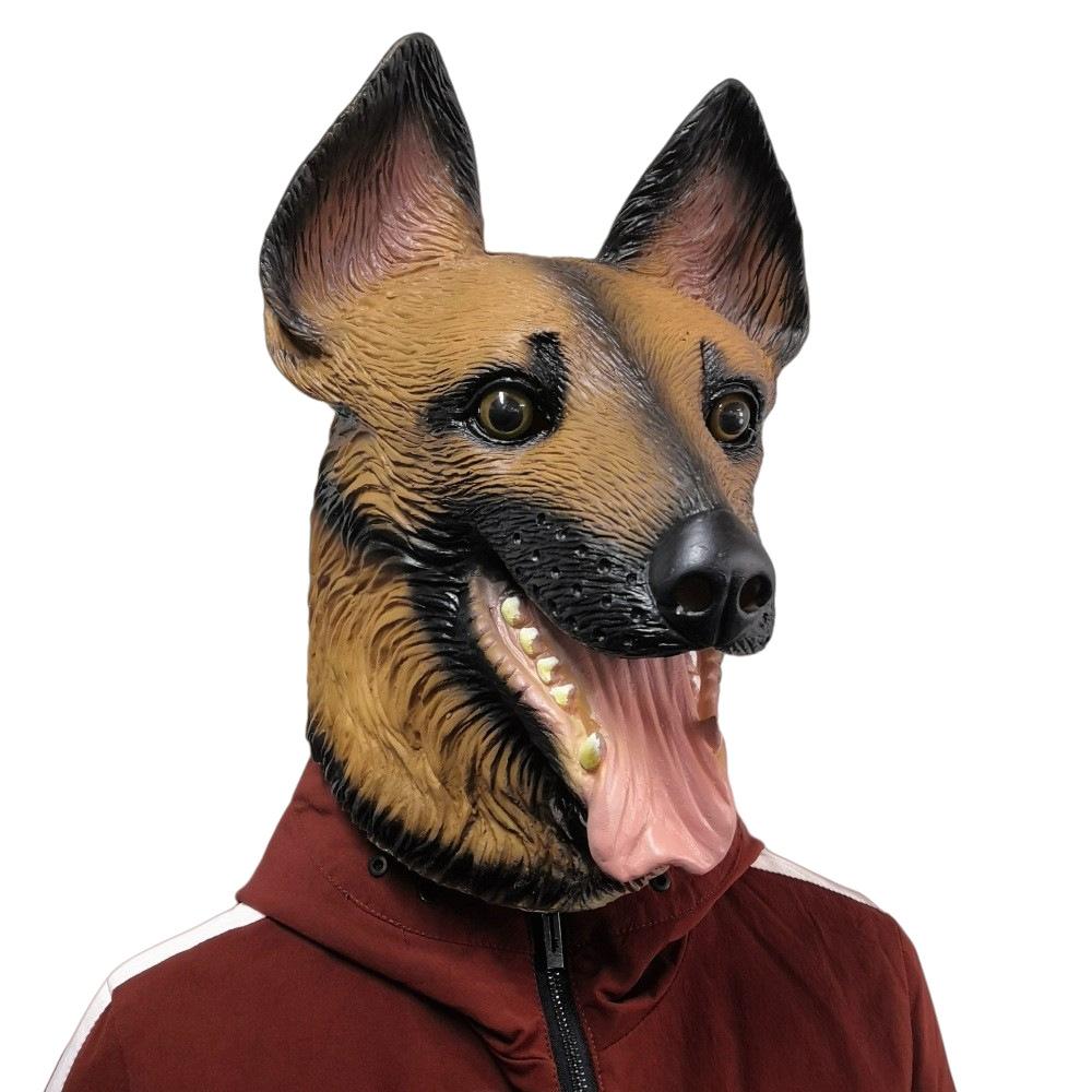 Halloween Horror Mask Party Latex Headgear Animal Roaring Dog Costume Carnival Party Shepherd Dog Prop