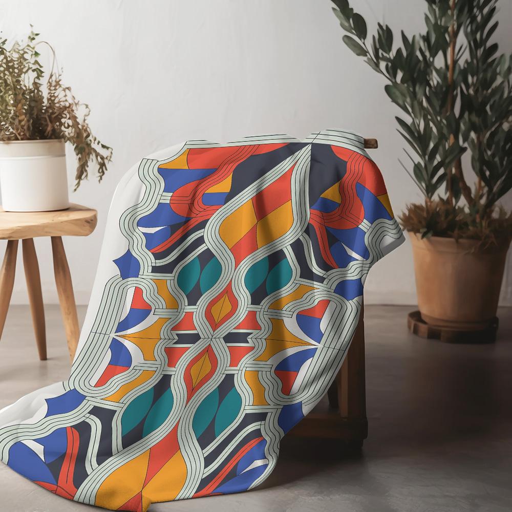 Geometric Pattern Blanket Sofa Bed Throw Blanket Decorative Throw Pillow Cover Gift for Women Kids Teen