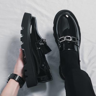 New Men Patent Leather Oxfords Slip On Thick Tottom For Male Derby Shoes Casual Original Loafers Mens Fashion Formal Dress Shoes