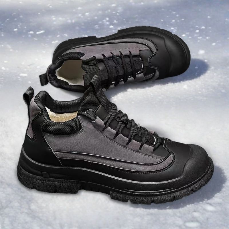 2024 thickened large size men's cotton shoes winter velvet warm boots wear-resistant and non-slip men's boots thick-soled snow boots men's