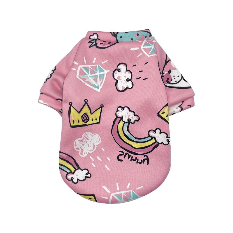Fashion Warm Soft Cotton Dog Sports Pet Clothing Winter Outdoor Apparel with Cartoon Print Cute and Stylish