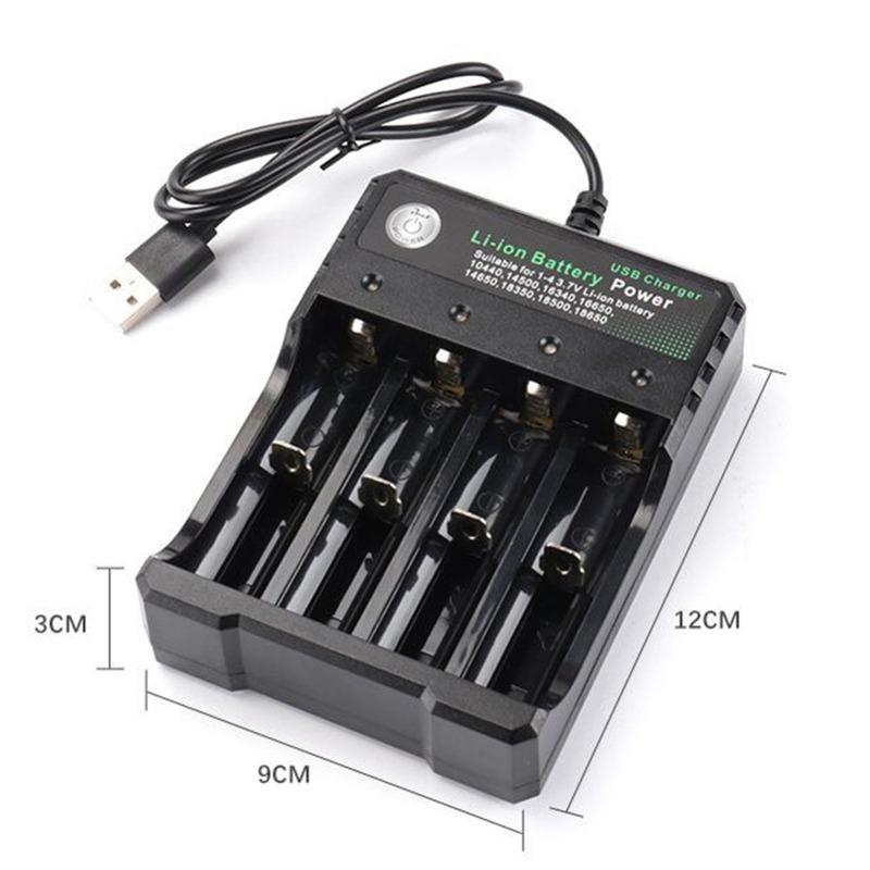 4 Slot 18650 Charger 3.7V Li-ion Battery USB Independent Charging 2X 3X 4X Portable Electronic 16340 14500 26650 Battery Charger