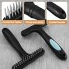 2 Peças Rastelo de Carpete com Cabo Dentes de 2 Fileiras Escova de Tapete Manual Escova de Limpeza de Pelos de Animal Ferramenta Ergonômica para Restauração de Carpete Fofo