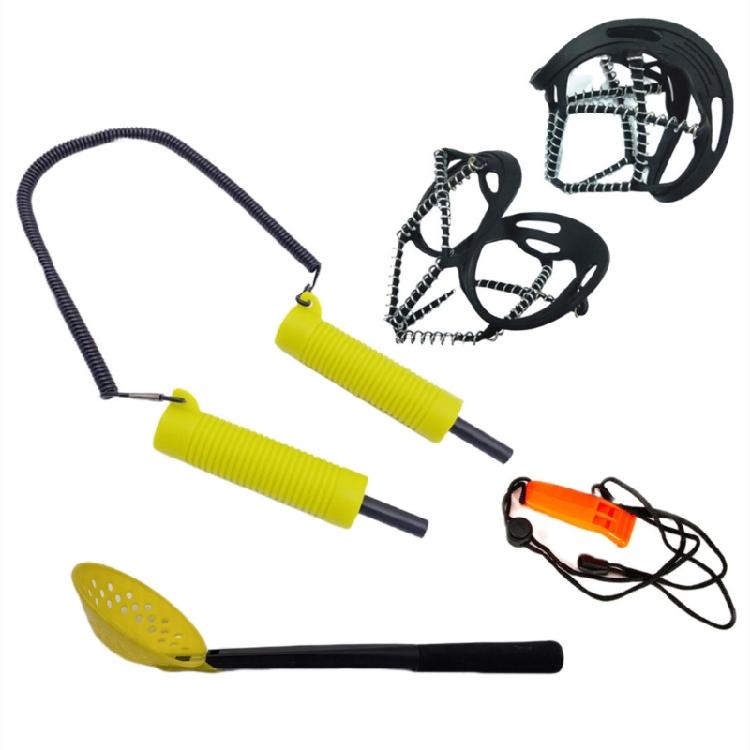 

Ice Fishing Safety Kits Retractable Ice Picks with Whistles, Ice Spoon, Ice Grippers for Ice Fishing Ice Skating 1