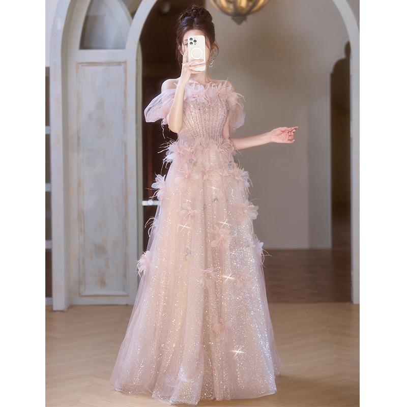 Fairy Flower Evening Dress 1011 New Women's High-end Temperament Graduation Adult High-end Light Luxury Banquet Dress