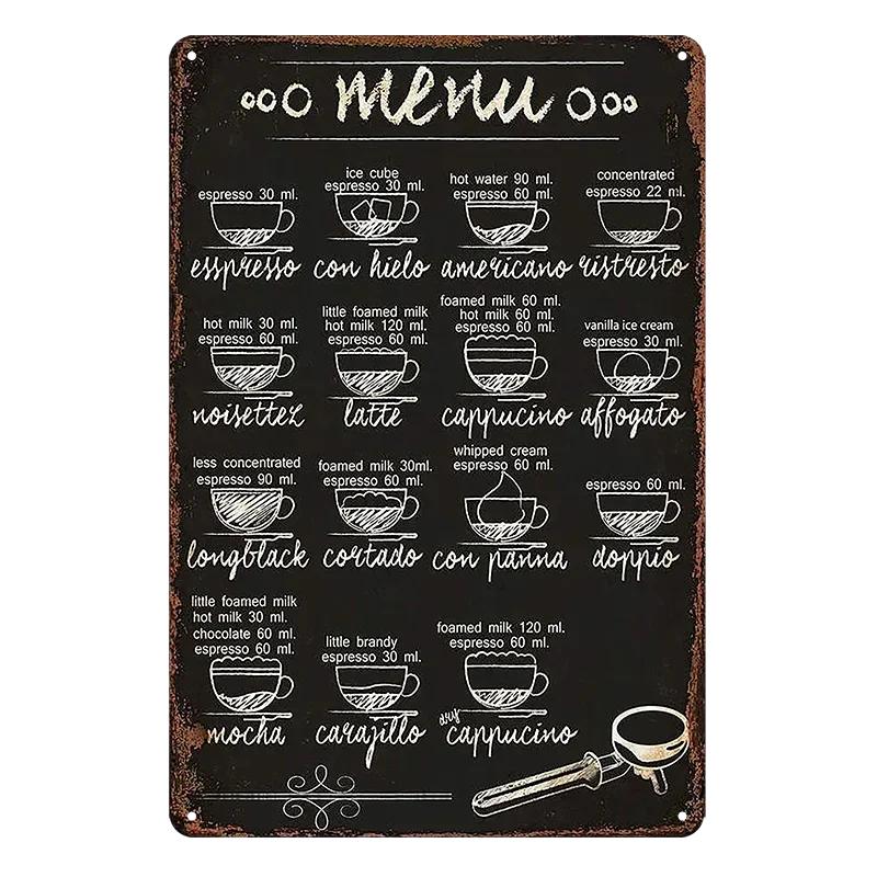 Vintage Coffee Bar Metal Tin Signs Decor Wall Art Sign Posters Wall Decoration Coffee Plaque Sign Cafe