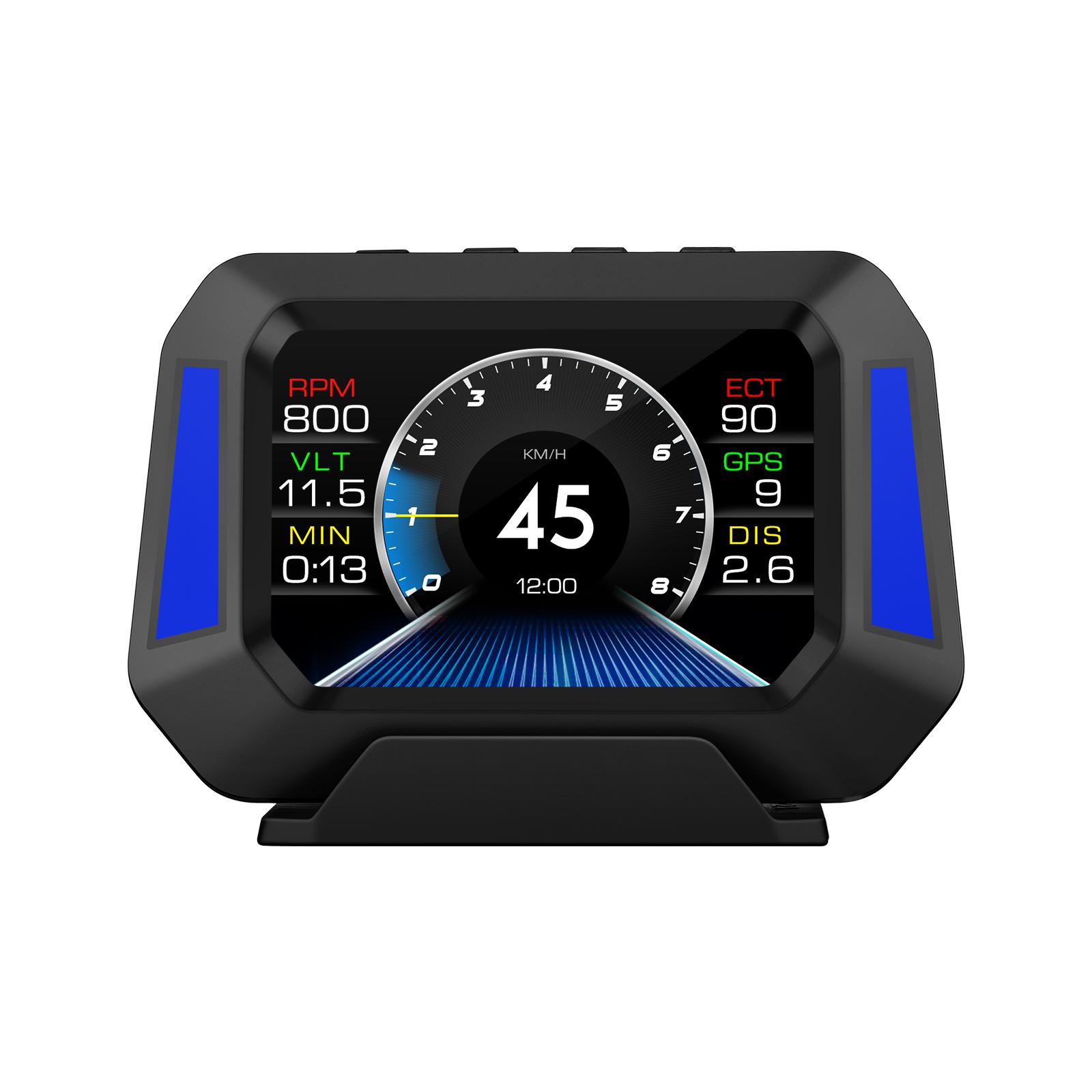 

P21 Car OBD GPS HUD Gauge Diagnostic Tool Slope Meter Car Head Up Display Inclinometer Multifunctional Vehicle RPM KMH TURBO