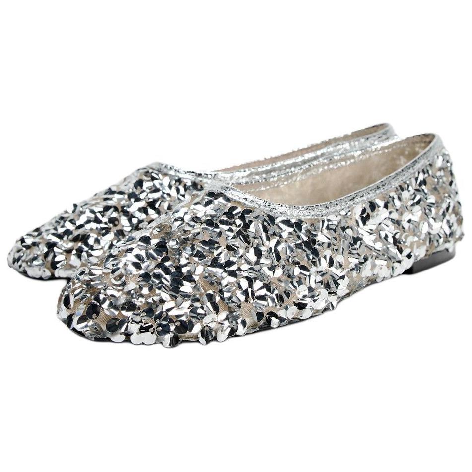 Zara Shiny Sequin Embellished Slip-On Casual Shoes Women Shoes Silver 13513410