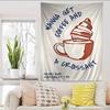 Fashion Coffee Line Anime Tapestry Hippie Flower Wall Carpets Dorm Decor Wall Hanging Home Decor