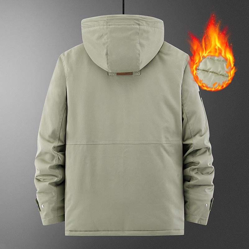 Cotton-padded Men's Casual Velvet Thickened Warm Jacket Autumn and Winter Multi-bag Windproof Padded Cotton Jacket
