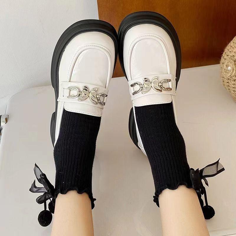 Small leather shoes women's single shoes summer new platform black muffin shoes versatile Mary Jane shoes