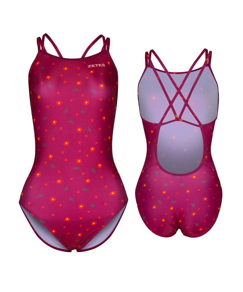Jeteseu Women'S Double Strap Crossbody One-Piece Swimsuit Christmas Pp L9A0055