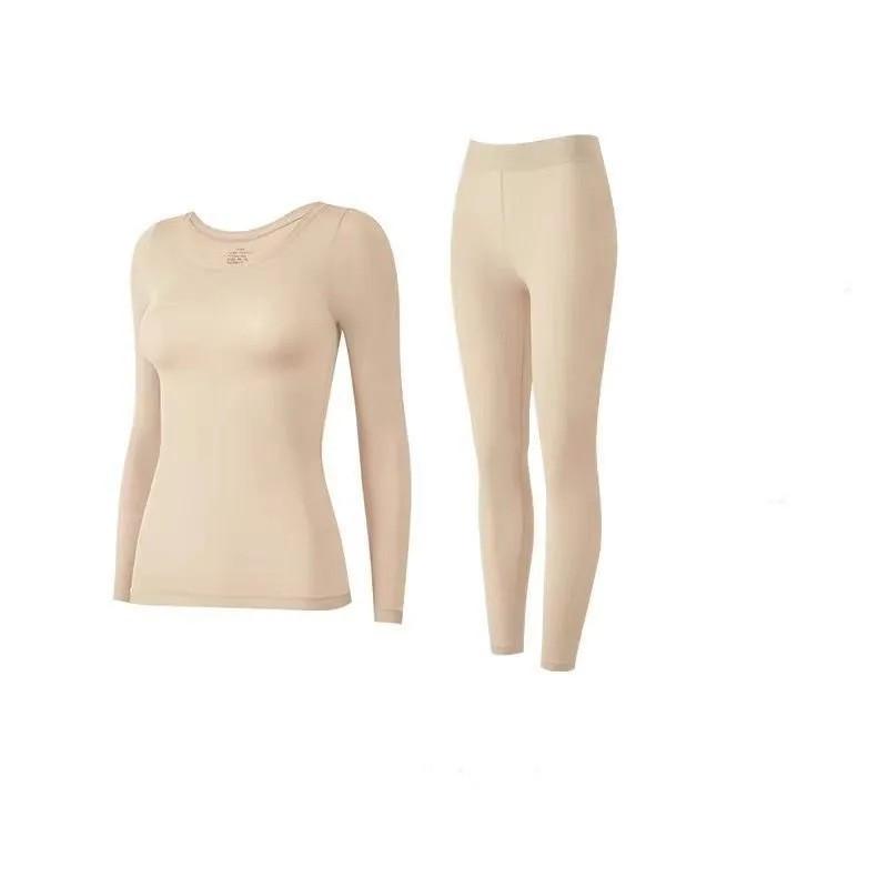 

Женский бесшовный базовый слой с гиалуроновой кислотой: Невидимый осенний комплект нижнего белья, улучшающий кожу L