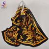 Khaki Grey Silk Shawl Scarf  Female Male Square Scarves Fall Winter Floral Design Neck Head Scarf Summer Beach Shawl