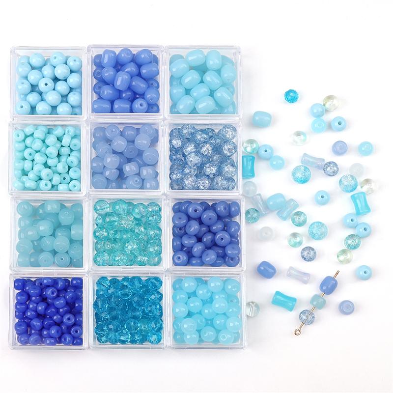 20pcs Blue Color Crystal Glass Loose Space Beads for Bracelet Necklace DIY Jewelry Craft Making Beads