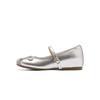 Augustine silver single shoes women's 2025 new summer French beautiful flat sole soft sole square head Mary Jane single shoes