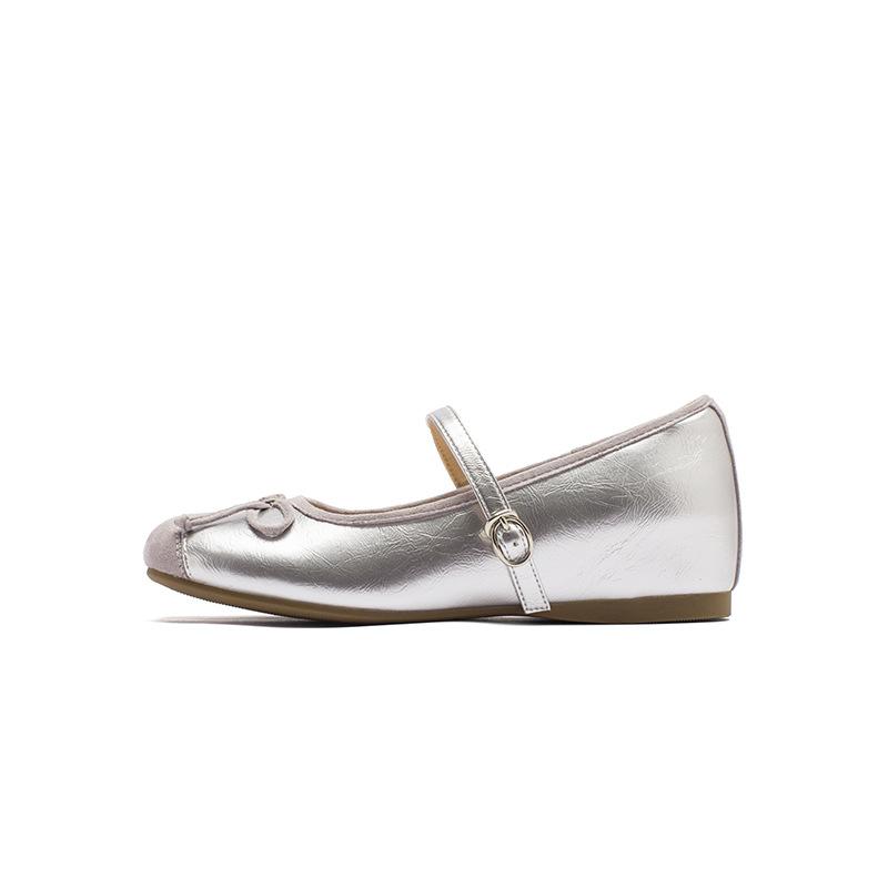 Augustine Silver Single Shoes Women's 2025 New Summer French Beautiful Flat Sole Soft Sole Square Head Mary Jane Single Shoes