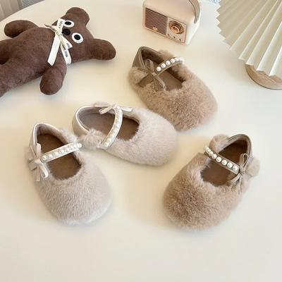 2024 Children Leather Shoes for Girls Winter New Fashion Korean Style Soft Bottom Anti-slippery Princess Versatile Chic Shoes
