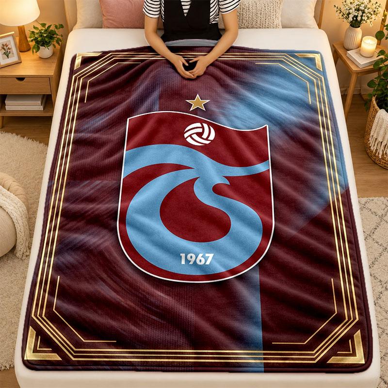 Flanell-DeckeTrabzonspor FC Warme Weiche Überwurfdecke für den Innenbereich Sofa Bett Wohnzimmer
