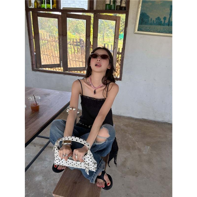 Irregular Lace Trim Vest Tank Top For Layering