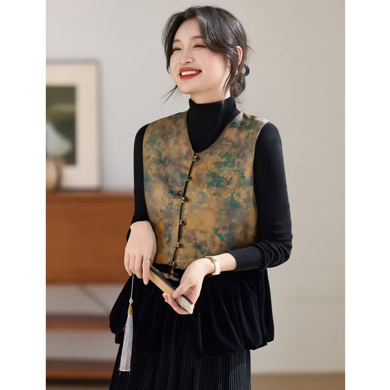 ORIGIN Women s Chinese Style Printed Loose Fit Blouse M