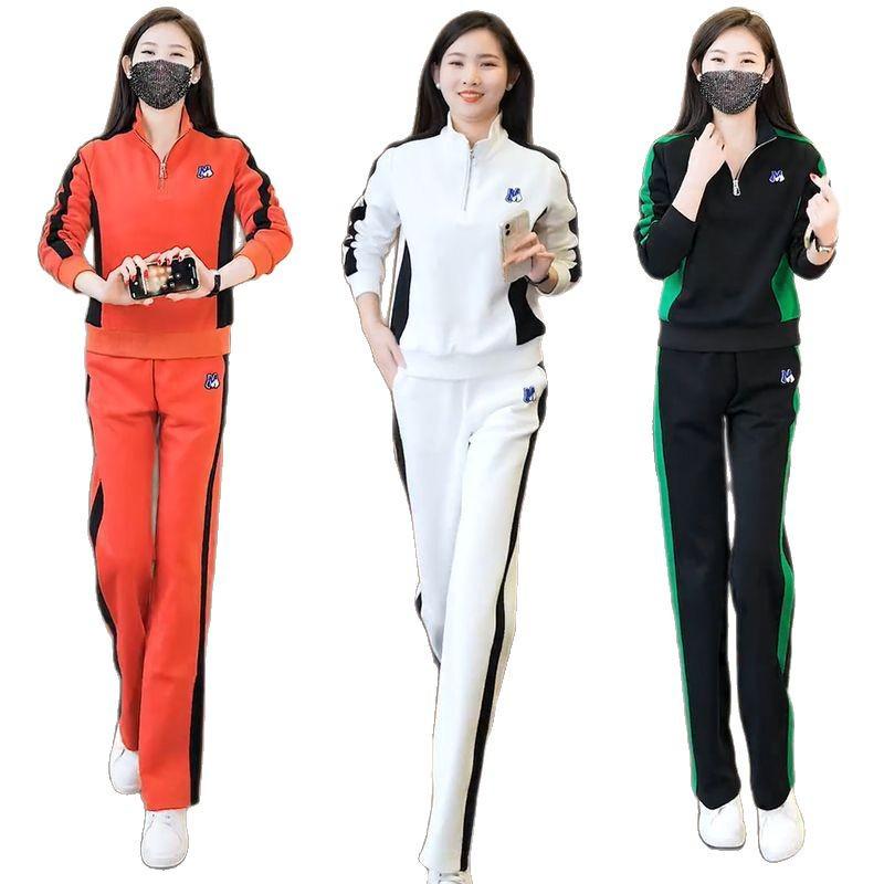 Popular Women's Spring & Autumn Tracksuit Set: Fashionable Hoodie & Wide-Leg Pants for Middle-Aged Mothers – 2025 Collection