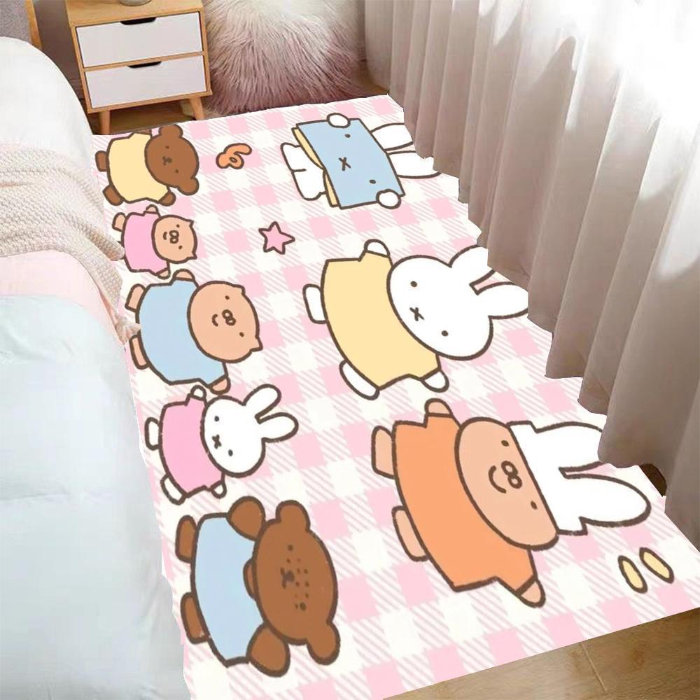 Kawaii Miffy Rabbit Carpet Bedside Blanket Foot Mat Cute Cartoon Bay Window Mat Coffee Table Blanket Anti-slip Floor Mat