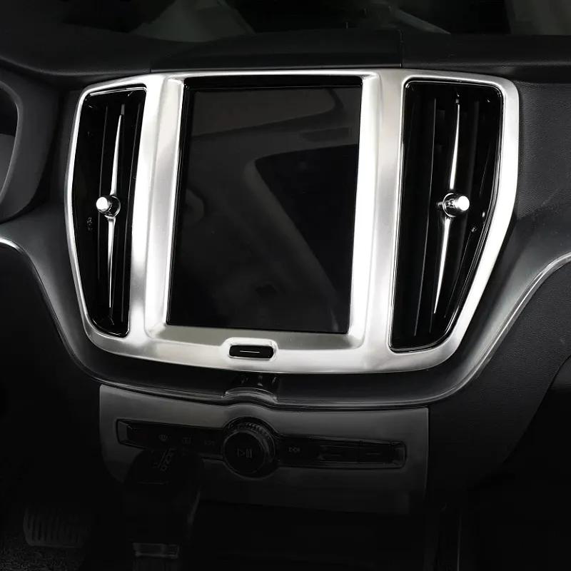 For Volvo XC60 XC 60 2018- Interior Accessories ABS Center Control Console Air Vent Cvoer Navigation GPS Panel Frame Cover