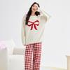 Cozy Husky Print Velvet Pullover Pajamas Set for Women & Couples, Suitable for Indoor & Outdoor Wear