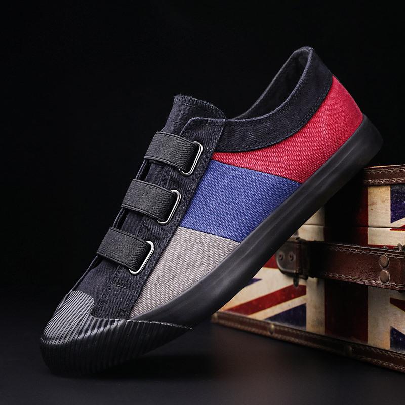 

Мужские дышащие парусиновые туфли без застежек - повседневный весенний стиль 43 чёрный