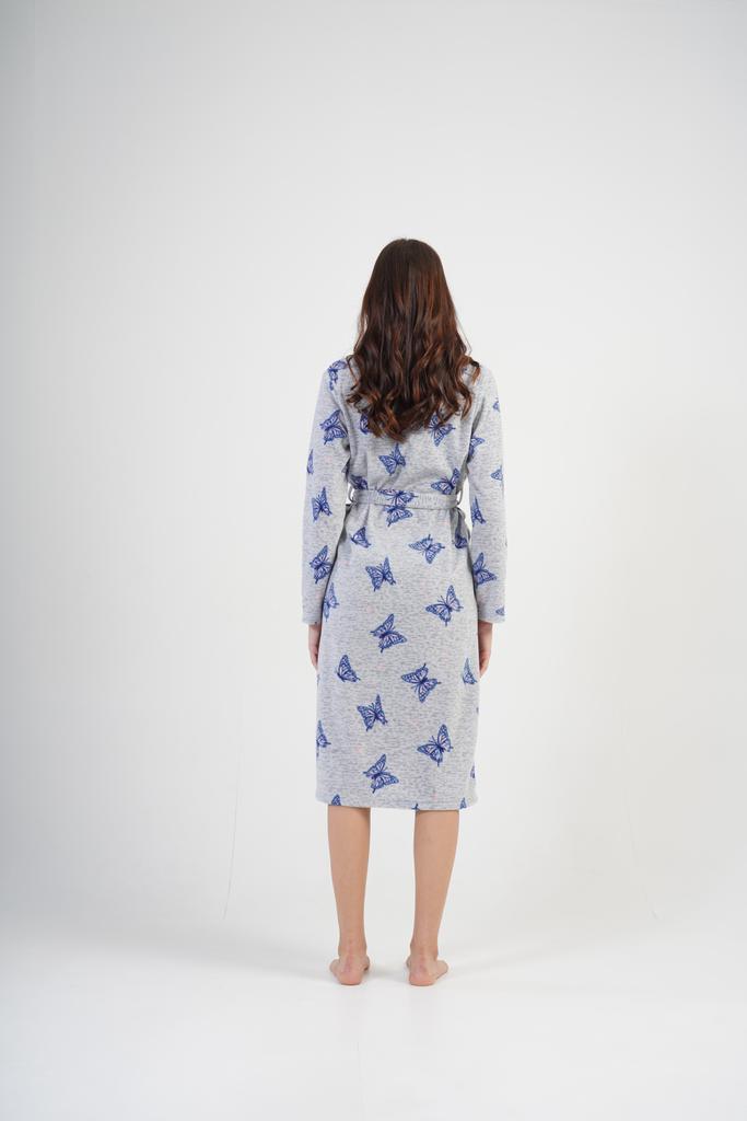 Women's Fleece Robe Tied L Vienetta Warm Comfortable With Butterflies