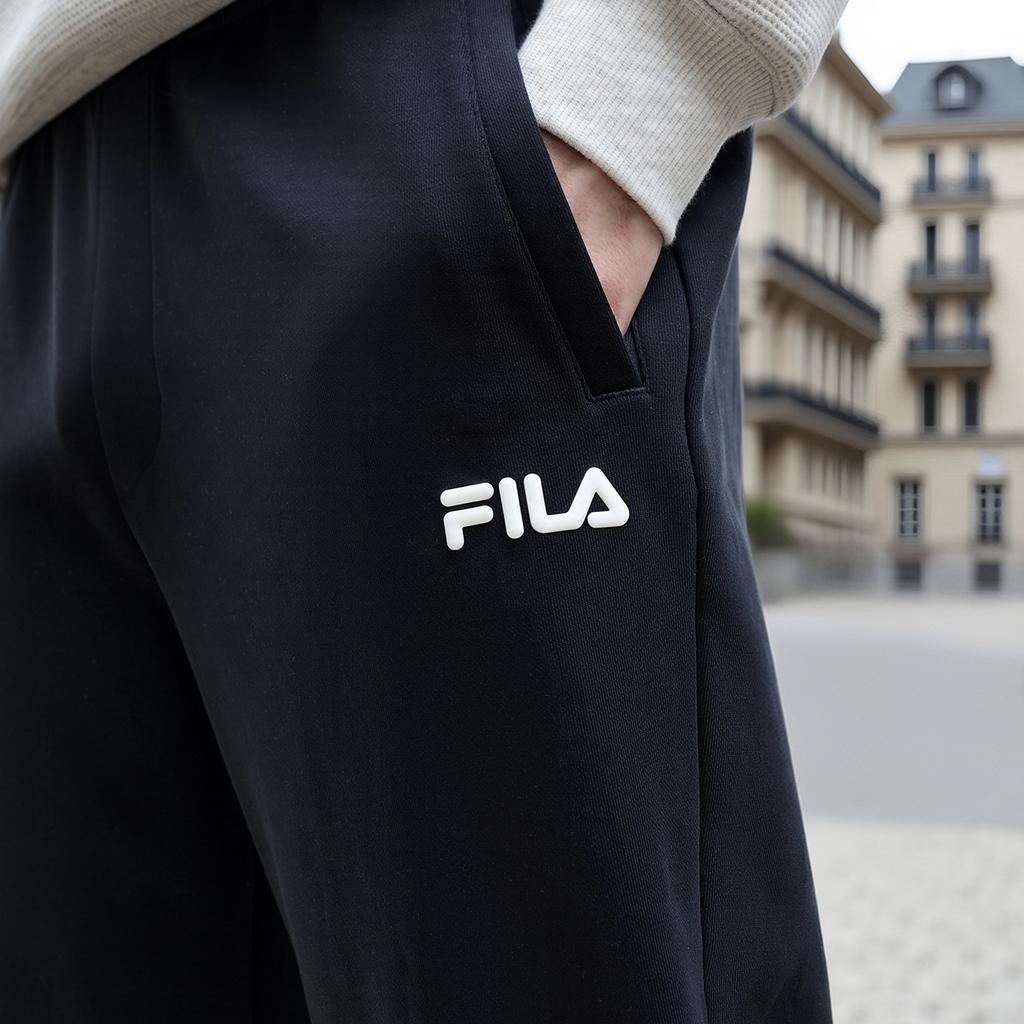New FILA ORIGINALE Knitted Sweatpants Men's Jet Black BK F51M539602F-BK