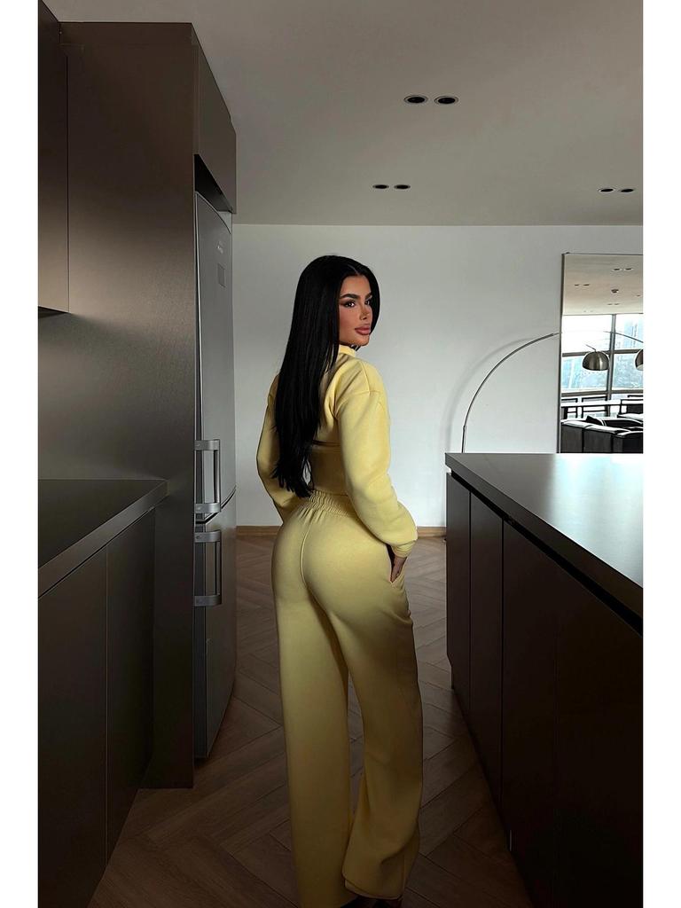 European Casual Women's Sexy Zipper Cardigan & Lace-Up Pants Set - Spring/Autumn Wear