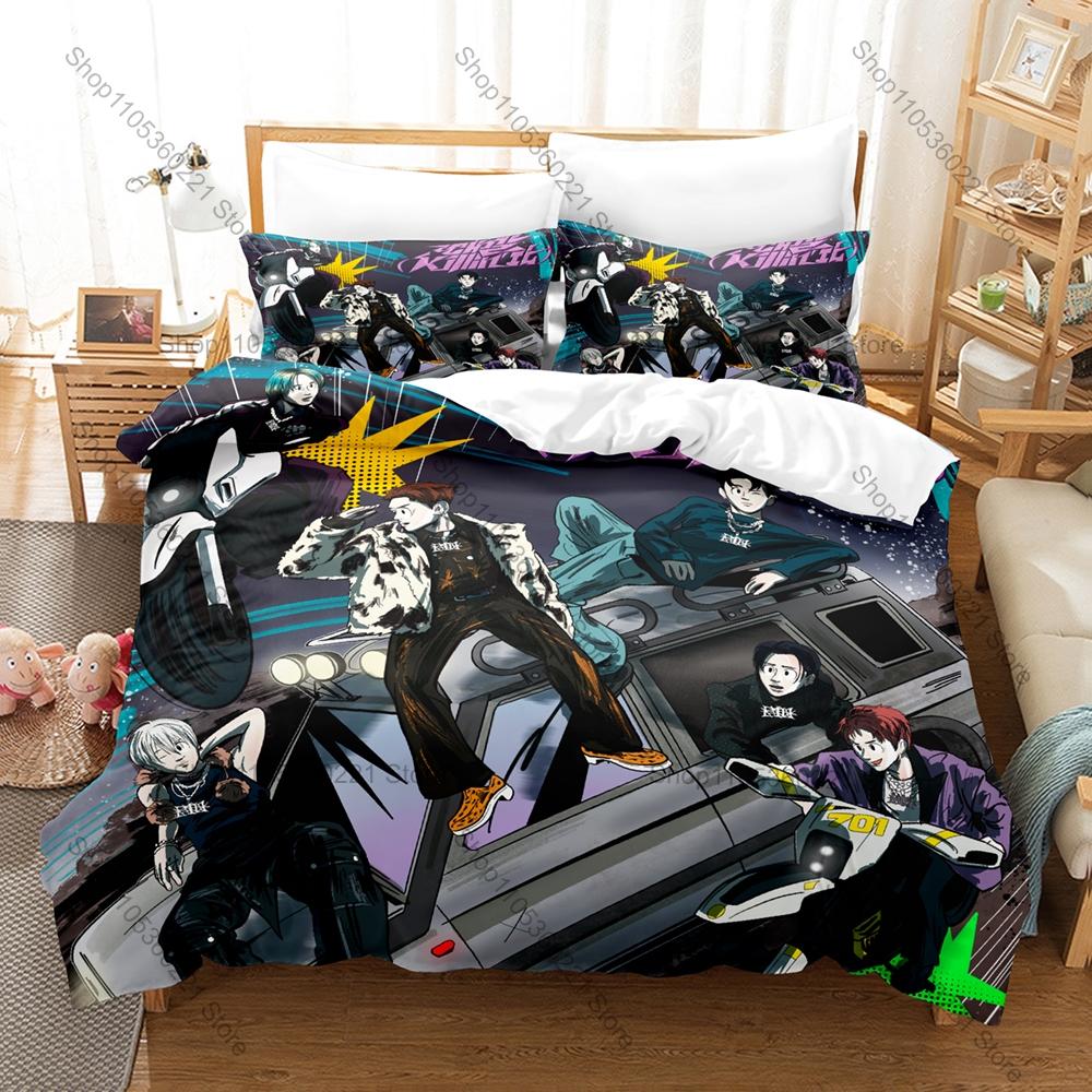 P1Harmony K-pop Bedding Set, Duvet Cover + 2 Pillowcases, Idol Group Graphic Bed Linens for Home & Dorm Use