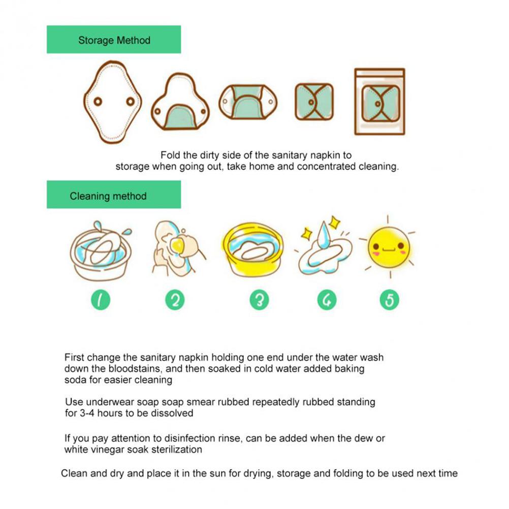 3Pcs Thin Reusable Cotton Pads Menstrual Cloth Sanitary Soft Pads Napkin Washable Waterproof Panty