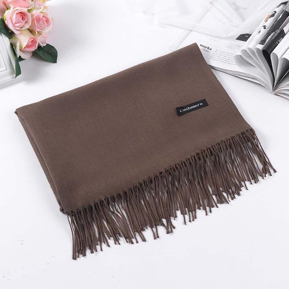 Soft Winter Neck Scarves Tassel Pure Color Shawl Fashion Scarf Travel