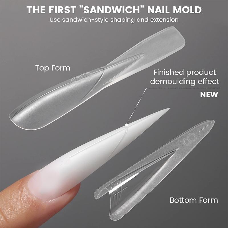 60/120/240 Pezzi Forme Doppie per Unghie a Sandwich Forme per Estensioni Unghie Ovale Forma Superiore e Inferiore Per Estensioni Unghie Veloci Strumenti per Manicure