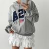 New Arrivals Open Run Women Embroidery Big LeTTers Hooded T shirT Kangaroo Pouch