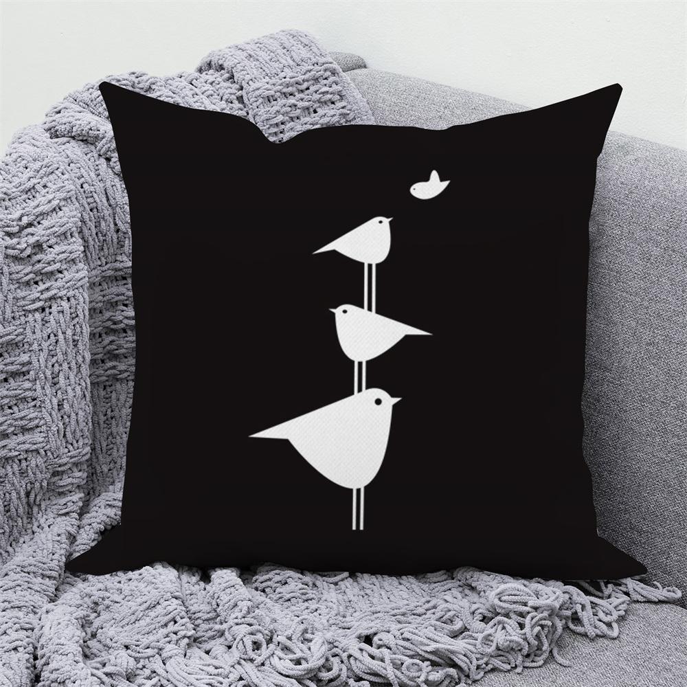 

Наволочка для дома, автомобиля, офиса, украшения, белая птица, черная наволочка для дивана, декоративная 40x40cm