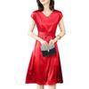 Hengyuanxiang Mulberry Silk V-Neck Short Sleeve Dress