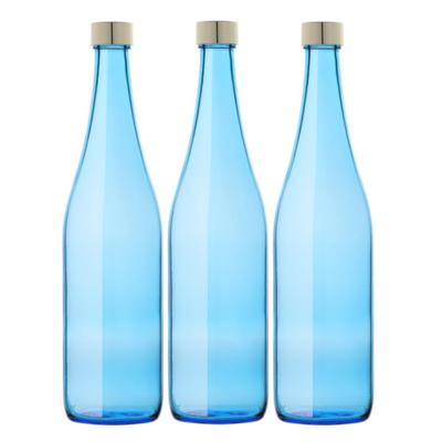Bouteilles d'eau en verre, 720 ml, Bleu ciel, Lot de 3, Rangement, Rechargeables, Fabriqué au Japon, BOUTEILLE EN VERRE LB720PGSB3