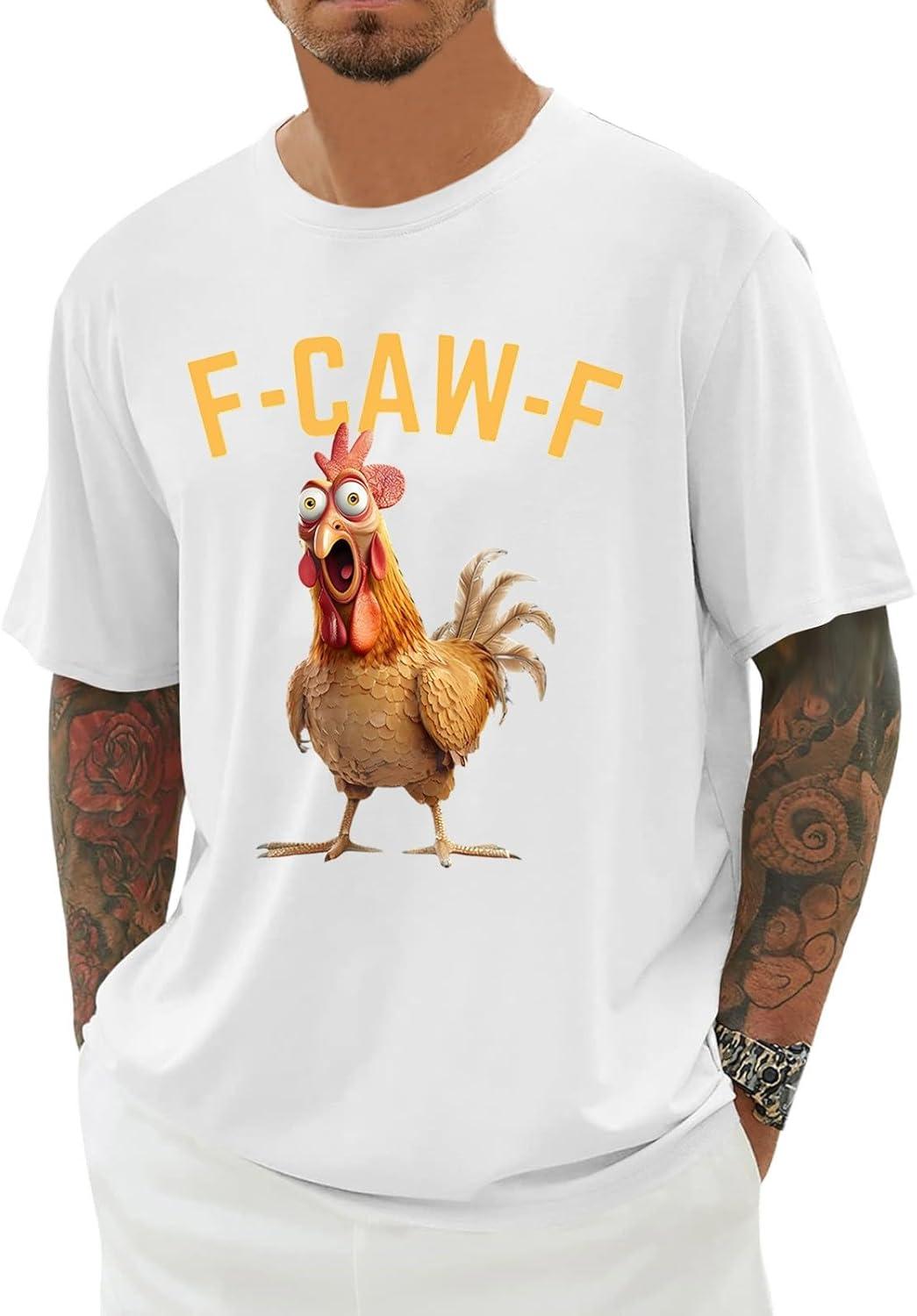 

Funny F Caw F Chicken FCAWF Chicken TShirt Men Women Funny Cotton Tee Shirt Crew Neck Short Sleeve T Shirts Gift Idea Clothes M