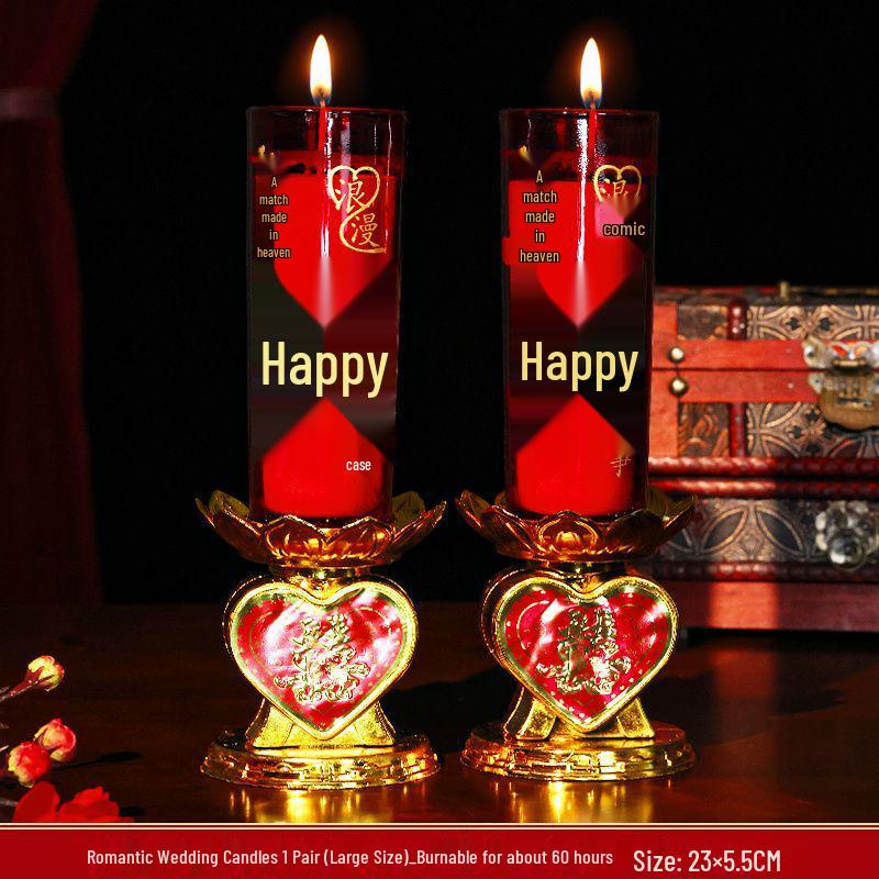 Smokeless Wedding Candles: Red Dragon & Phoenix, Double Happiness Pair